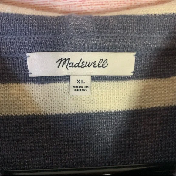 Madewell Striped Olney Henley Hoodie Sweater Size XL‎ - Picture 4 of 7